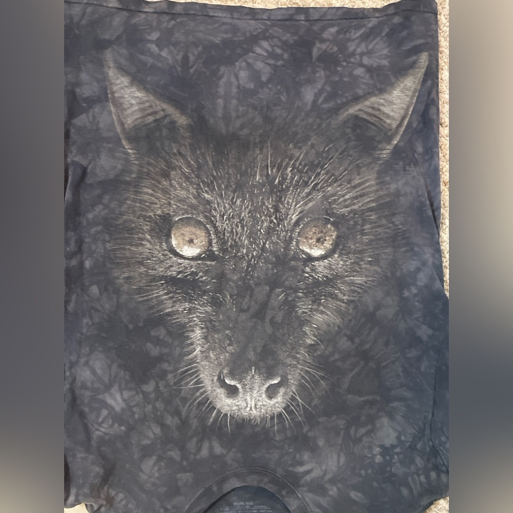 The Mountain Wolf Face All Over Print Graphic Tee Black Tie Dye Adult L - Picture 4 of 5